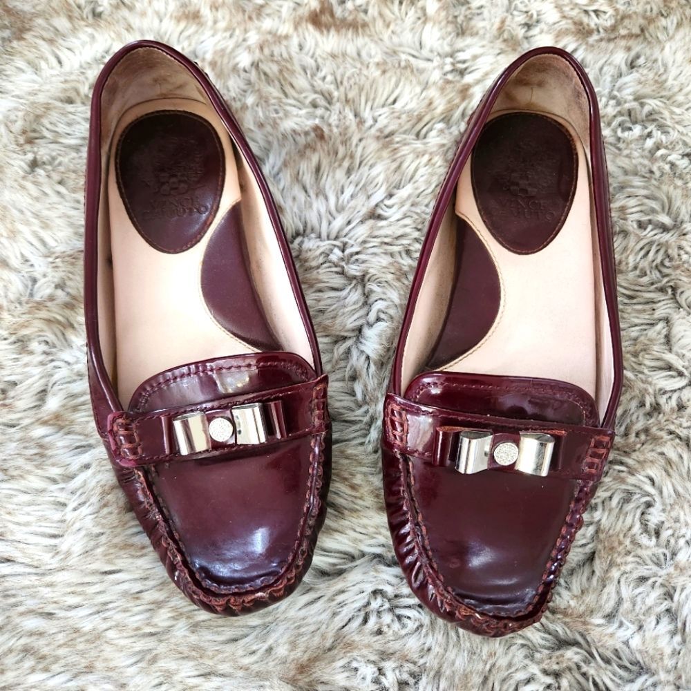 Vince Camuto Palmira Burgundy Patent Leather Retro Driver Loafers‎ Size 9 1/2